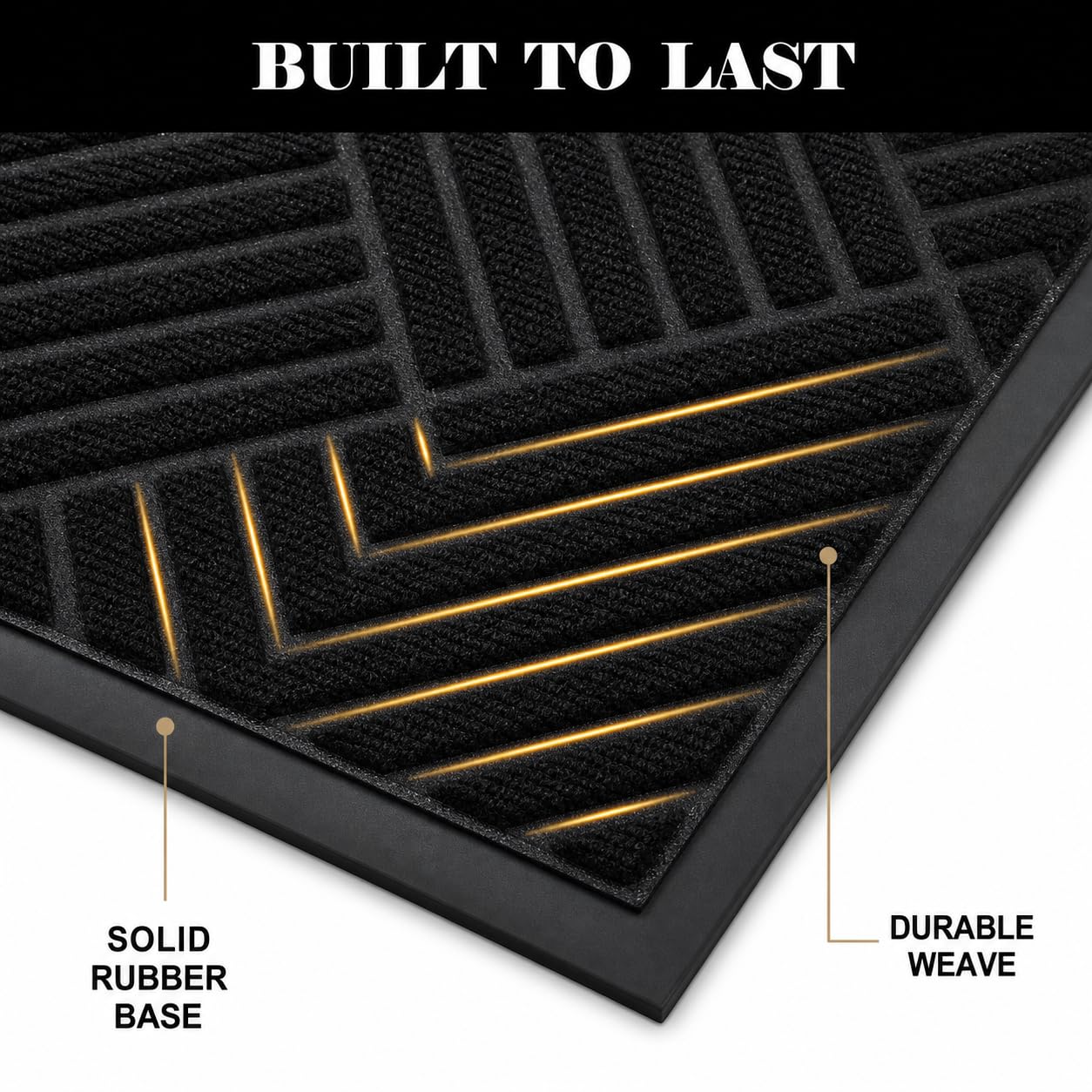 3' x 10' Commercial Runner Rug, Extra Long Front Door Mat, Hallway Runner Floor Mat with Non Slip Low Profile Backing, Indoor Outdoor Entryway Mat, Trap Dirt and Moisture for Patio, Garage, Black