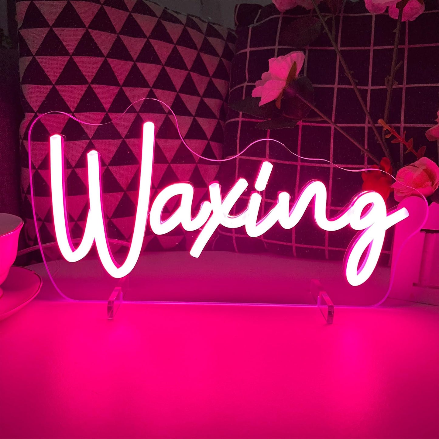 Waxing Table Number Neon Sign Desk Lamp Night Light Wedding Letter LED Neon Sign Wedding Table Decorations Neon Light Shop Bedroom Home Room Decor Christmas Party Pink USB 30×15.7 CM