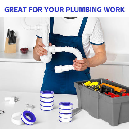 KUQQI 12 Rolls Teflon Tape for Plumbers, 1/2 x 520 Inches PTFE Thread Seal Tape, White Pipe Sealant for Shower Head, Water Pipe Sealing and Leak Prevention, Sealing Tape for Threaded Connections