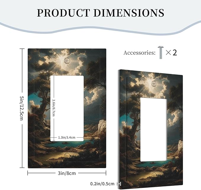 Decorative Art Light Switch Covers Sunburst Over the Wilderness 1 Gang Rocker Outlet Decorative Switch plate Faceplate GFCI Light Switch Covers for Home Decor