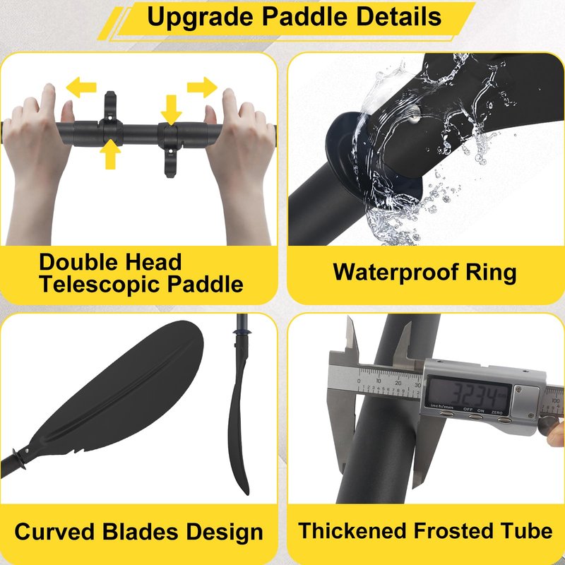 Frebuta Kayak Paddle for Adults,70 to 96in Paddle Board Paddles Telescopic Frosted Pipe Shaft Kayaking Boating Canoeing with 1 Free Paddle Leash Double Oar Float Paddle Sturdy Durable Extendable