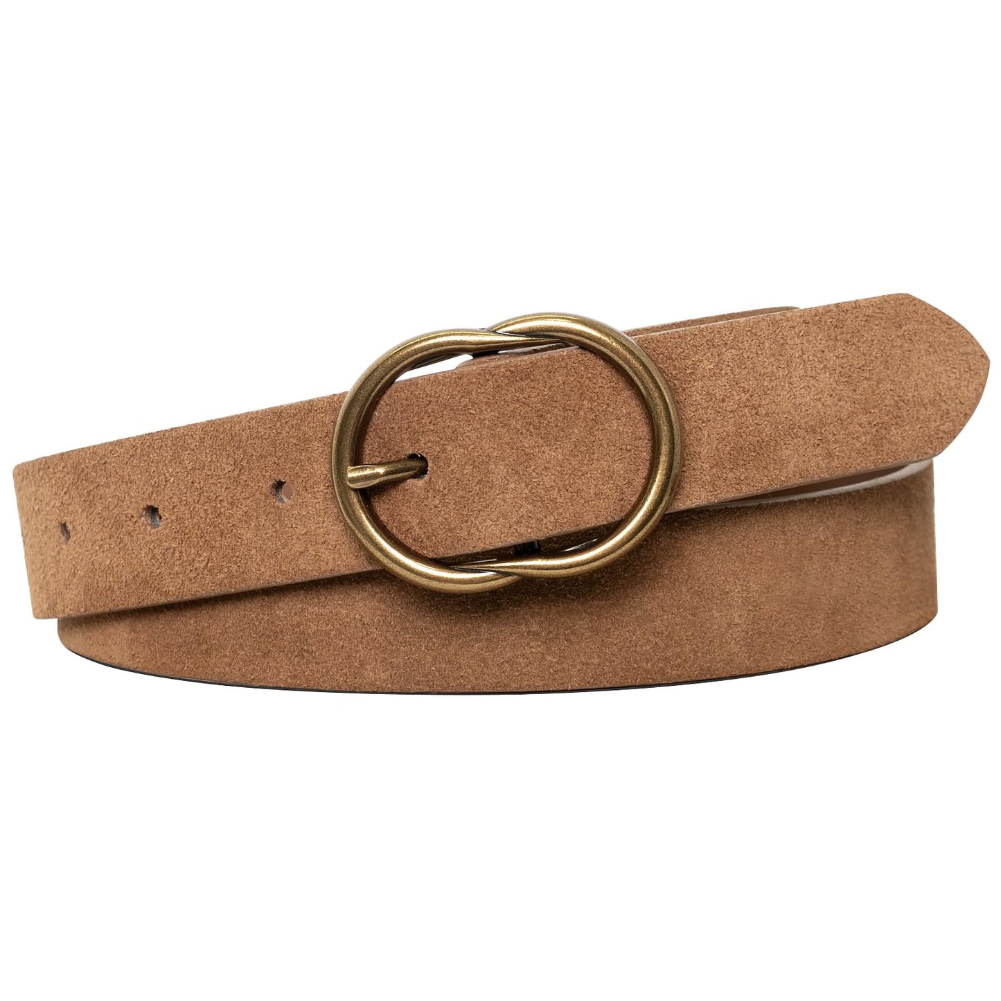 JIEDE Suede Women's Belt Fashion Brown Waist Belt for Women Adjustable Ladies Skinny Belts for Jeans Pants Dress (Brown01Suede-width 28mm, S - Fits Waist 30''-34'')