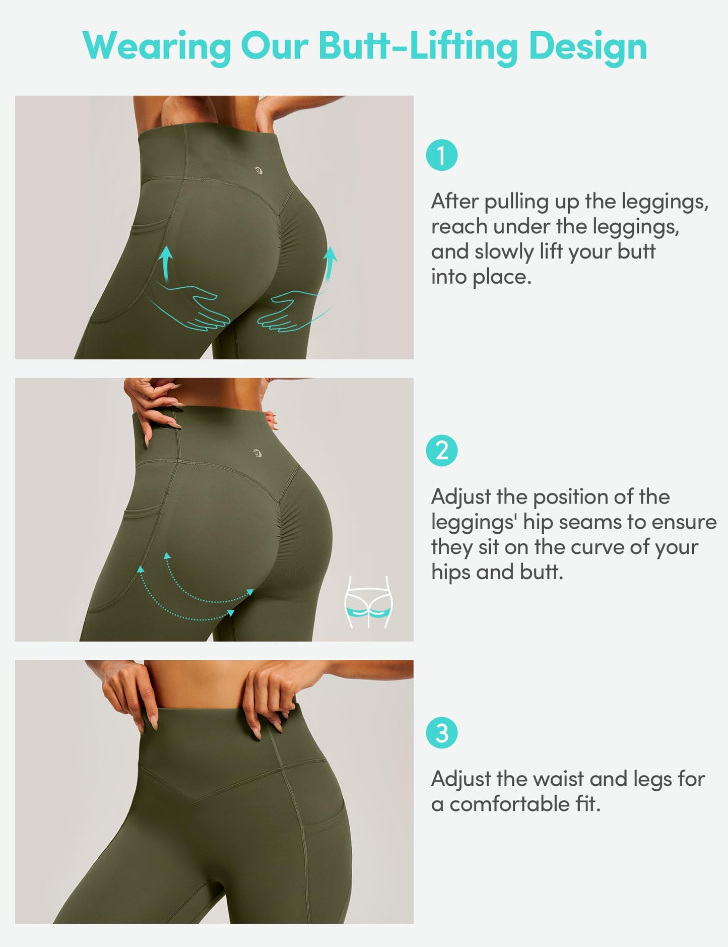 Scrunch Butt Lifting Leggings for Women Tummy Control No Front Seam Compression Workout Leggings with Pockets Yoga Pants