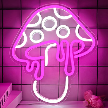 Ajoyferris Mushroom Neon Sign Dimmable Neon Light Sign Mushroom Night Light 3D Light Up Mushrooms Neon Signs for Wall Decor Game Room Bedroom Gift for Kids(Ice Blue)