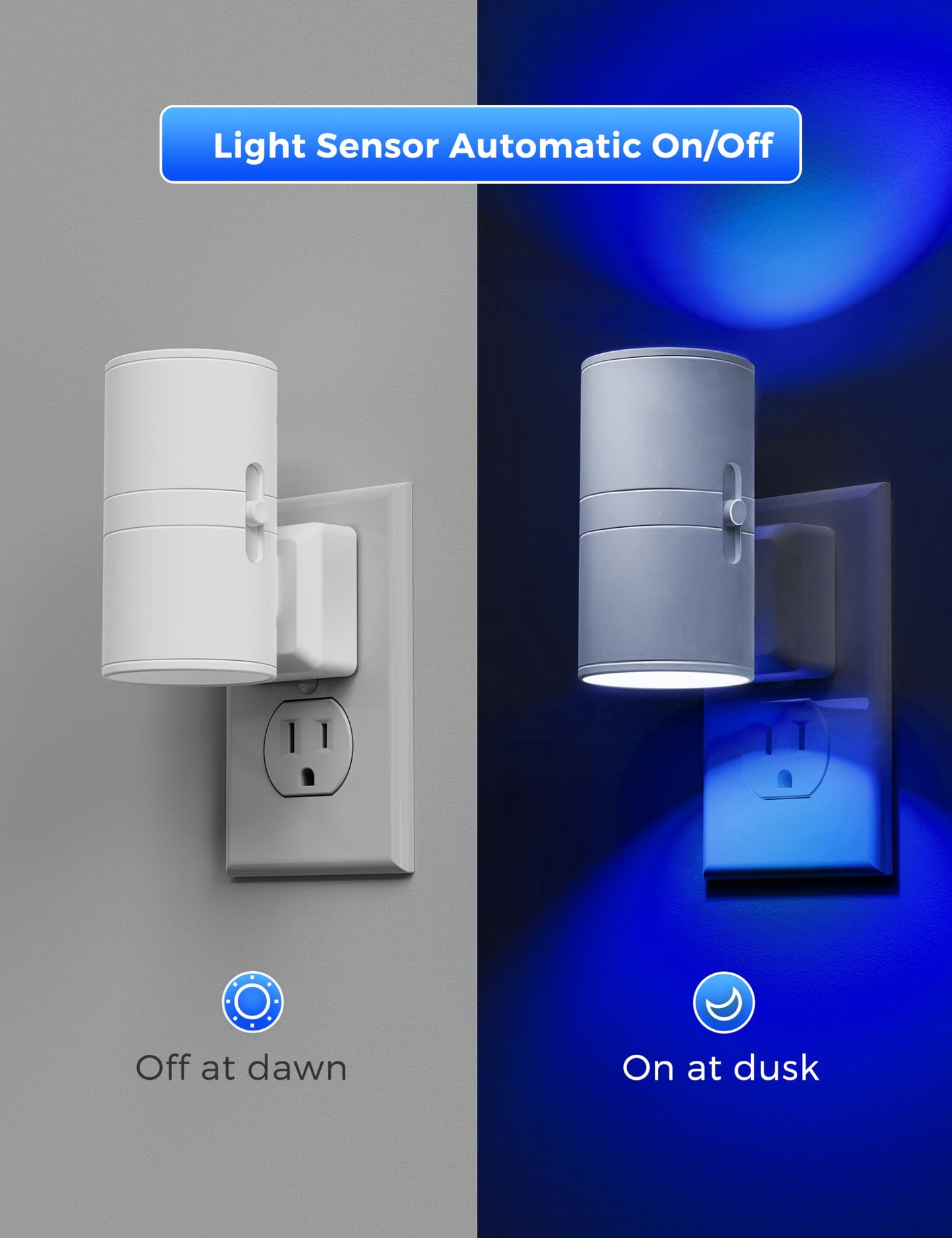 L LOHAS LED Night Light, Blue Night Lights Plug into Wall, Light Sensor, Dimmable Night Light, Calm Blue Nightlights for Home Decor, Party, Holiday, Bedroom, Hallway, Bluey Bathroom Decor, 2 Pack