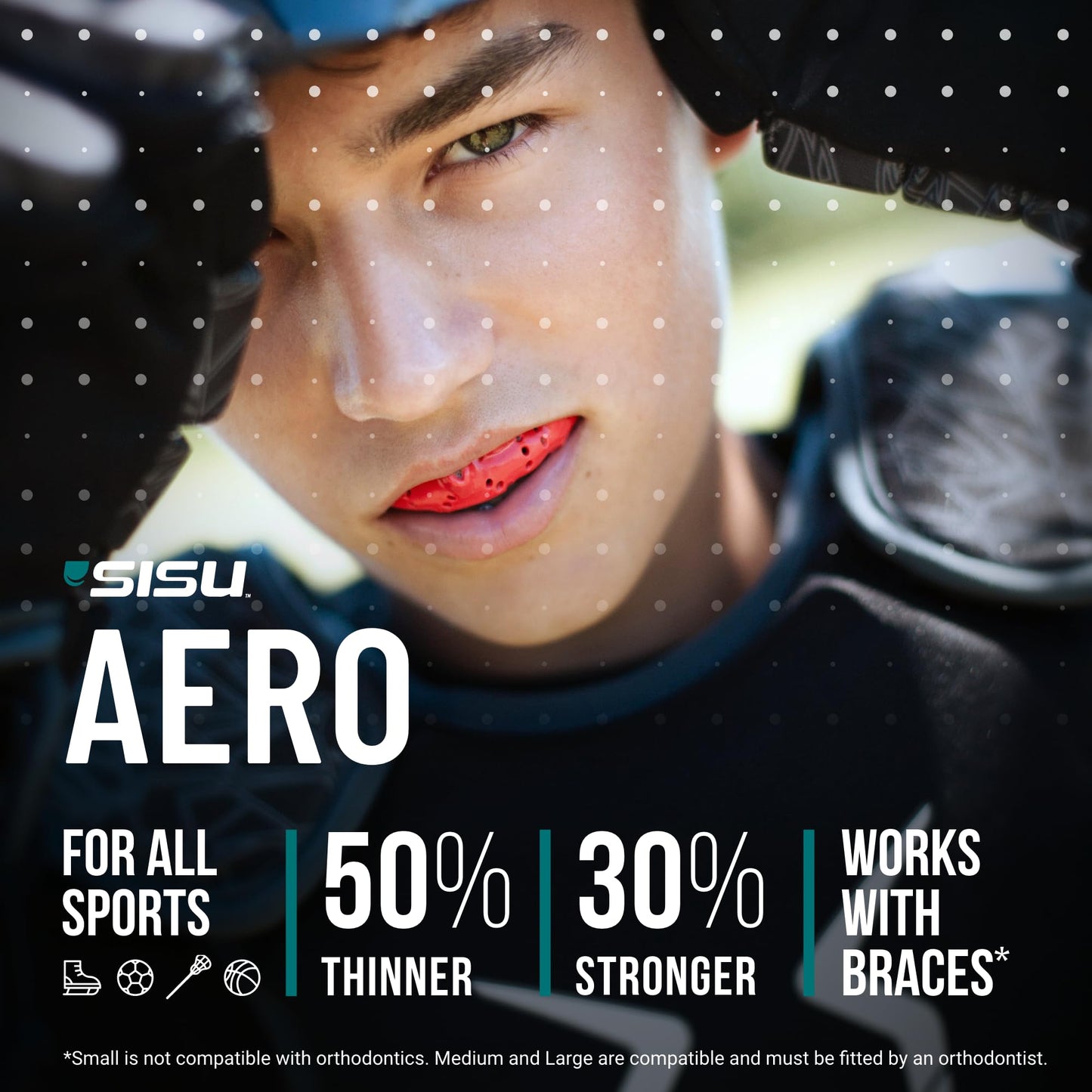 SISU Aero Medium Mouthguard, Electric Blue - 30% Stronger Protection for Lacrosse, Football, Hockey, Roller Derby, Team Sports - Remoldable Up to 20 Times - Ultra Slim - Works for Braces - Non Toxic