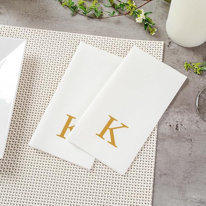 Luxenap 15.8 X 7.9 Inch Linen-Feel Guest Towels, 50 Lettered Hand Towels