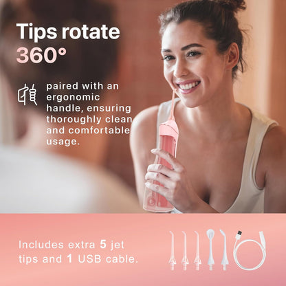 Oralfree Water flosser Teeth Picks - Dental Braces Cordless Oral Irrigator Portable Rechargeable Travel Irrigation Cleaner IPX7 Waterproof Electric Professional Flossing Teeth Cleaning for Home