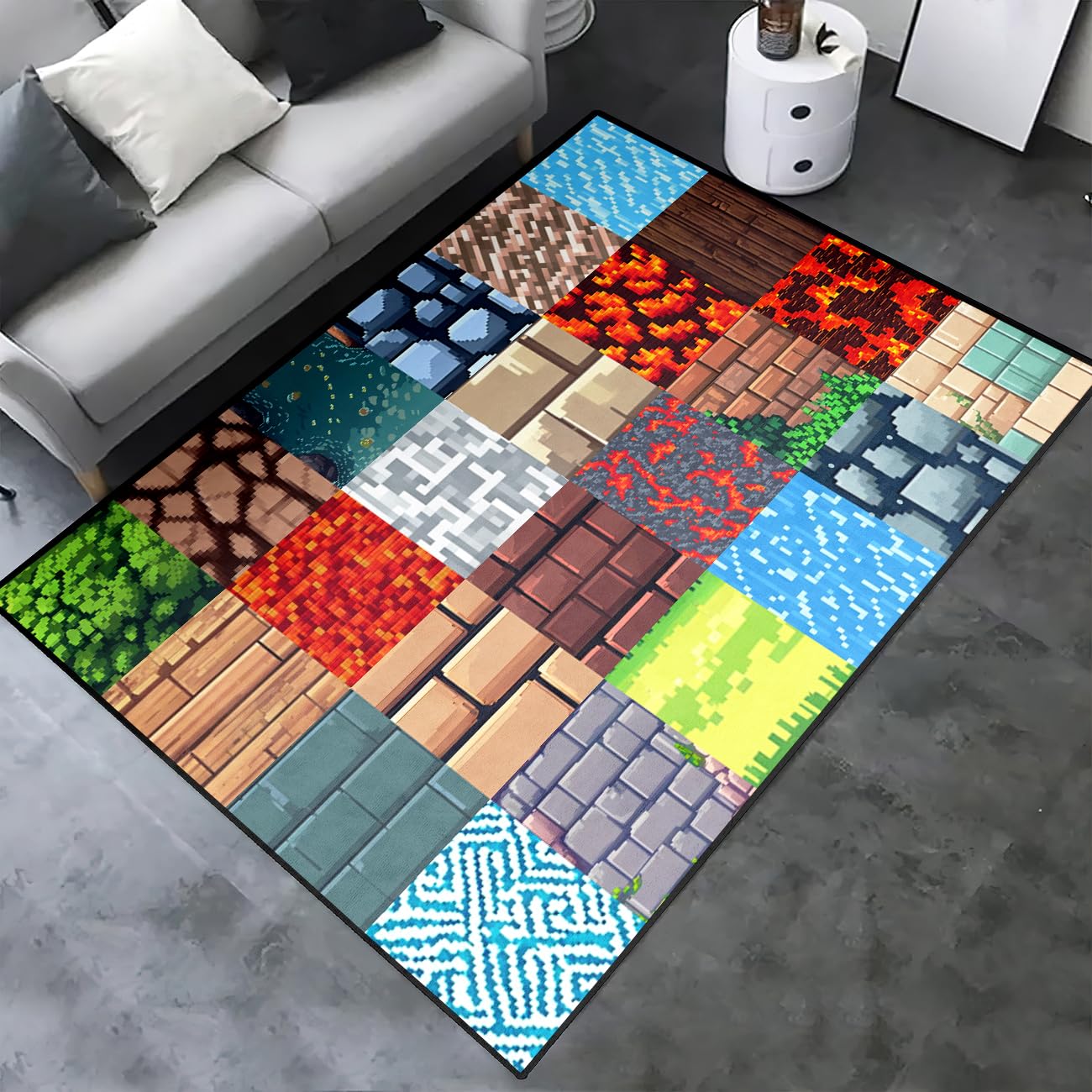 Game Room Rug - Video Game Decor for Boys Bedroom 2'5''x4' Block Theme Carpet Gaming Floor Mat Rugs for Boys Room Decor for Bedroom Living Playroom