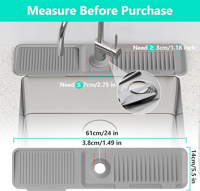 24 Inch Longer Faucet Mat for Kitchen SinkBathroom Kitchen Sink Splash Guard