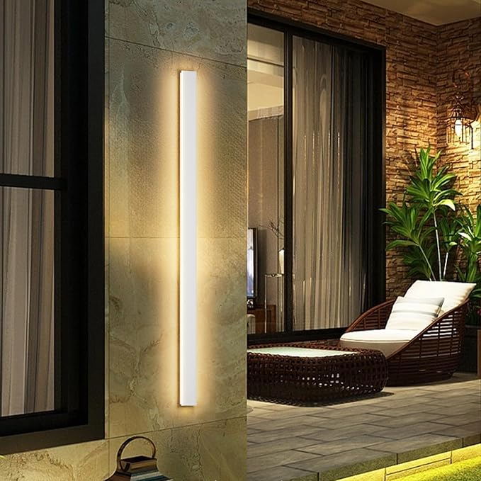 Aipsun Porch Wall Lights 59inch Long Strip Modern LED Outdoor Wall Light Fixture, 1 Pack White Wall Mount Lighting Sconce Exterior Lights Wall Sconce Long Linear Outside Lighting 3000K