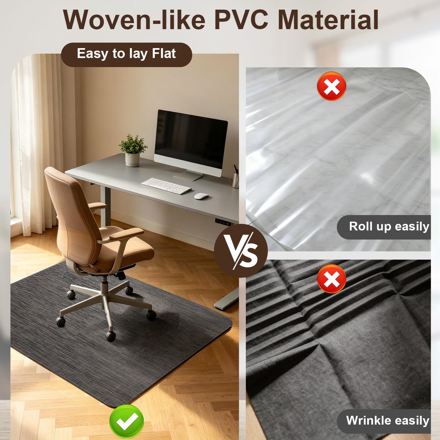 Riveroy Office Chair Mat for Hardwood Floors,Not for Carpets,(Black, “48 x36in”)
