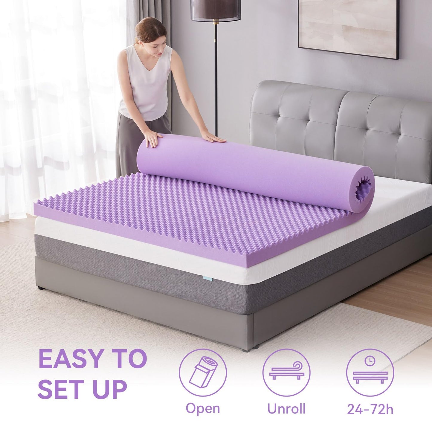 SINWEEK 2 Inch Egg Crate Memory Foam Mattress Topper Twin Size, Soft Mattress Pad for Back Pain Relief, Bed Topper, CertiPUR-US Certified