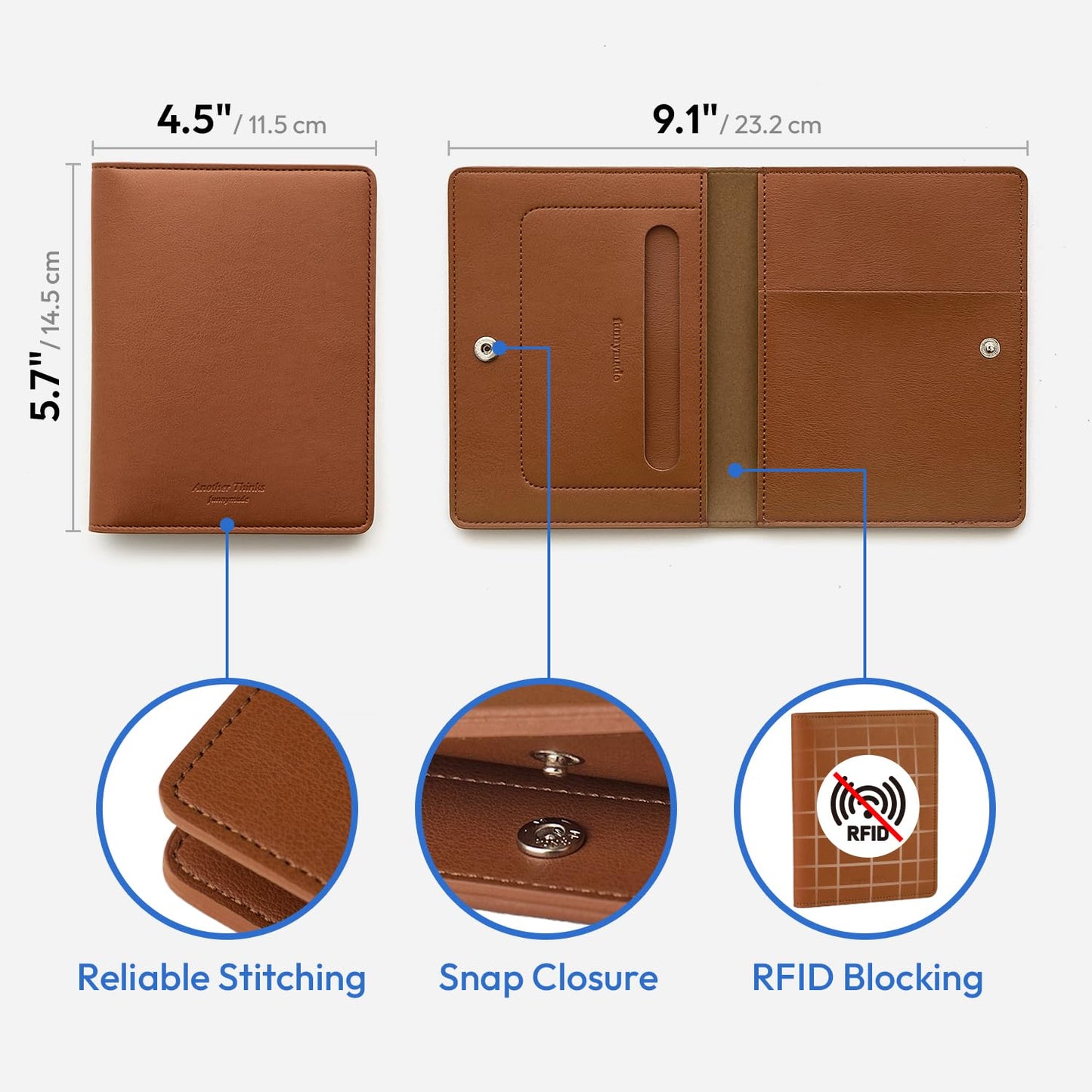 carrotez Family Travel Document Organizer – Premium RFID Blocking Leather Passport Holder & Wallet for 2 Passports, Cards, Boarding Passes & Travel Essentials – Brown