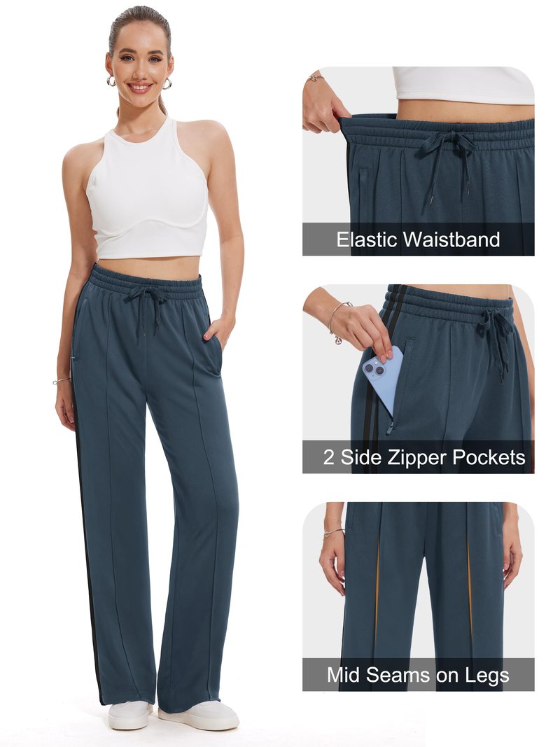 Tapata Women's 28" Inseam Petite Track Pants Loose Straight Leg Jogging Sweatpants Warm-Up Sports Athletic Running, Dark Grey, XL