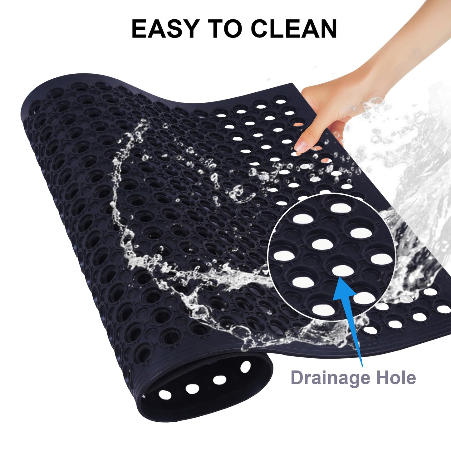 OrangeStar Anti-Fatigue 4-Pack Rubber Floor Mat, 24”x36” Restaurant Kitchen Commercial Drainage Mats, Non-Slip Door Mat w/Holes for Indoor Outdoor Bar Pool, Black