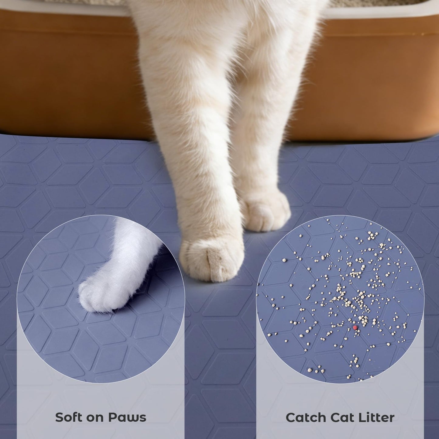 SZTCECDM 31" x 22" Cat Litter Mat, Waterproof & Anti-Skid Litter Box Mat for Scatter Control, Silicone Litter Pads Trapping Mess Around Litter Box with Raised Edges, Easy Clean Pad