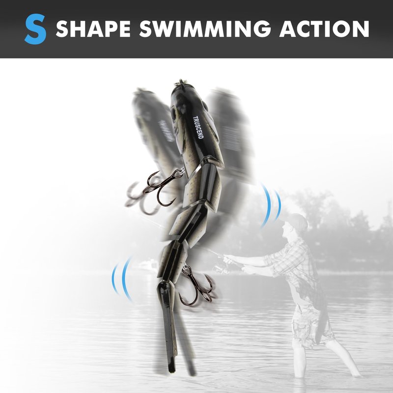 TRUSCEND Easy Catch SwimMax with BKK Hooks, Magic Noisy Wiggling and Vibrating Actions for More Bites, Lifelike Fishing Lures for Bass Trout Walleye Crappie, Strongest Dyneema Fiber Jointed Swimbaits