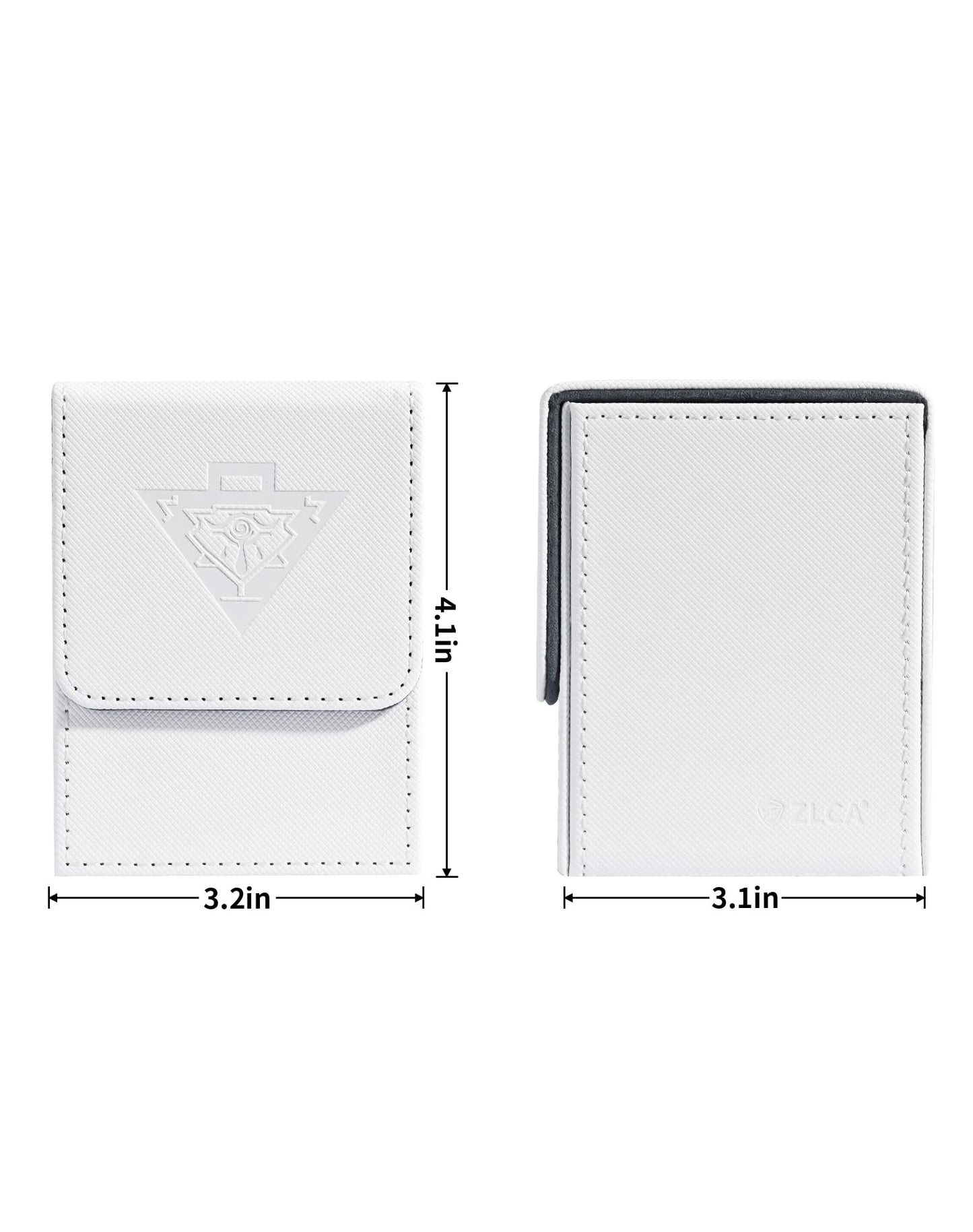 ZLCA Card Deck Box for MTG Yugioh TCG, Card Storage Box with Dividers Holds 100+ Sleeved Cards, Premium Card Deck Case Compatible with CCG Trading Cards (White,Puzzle)