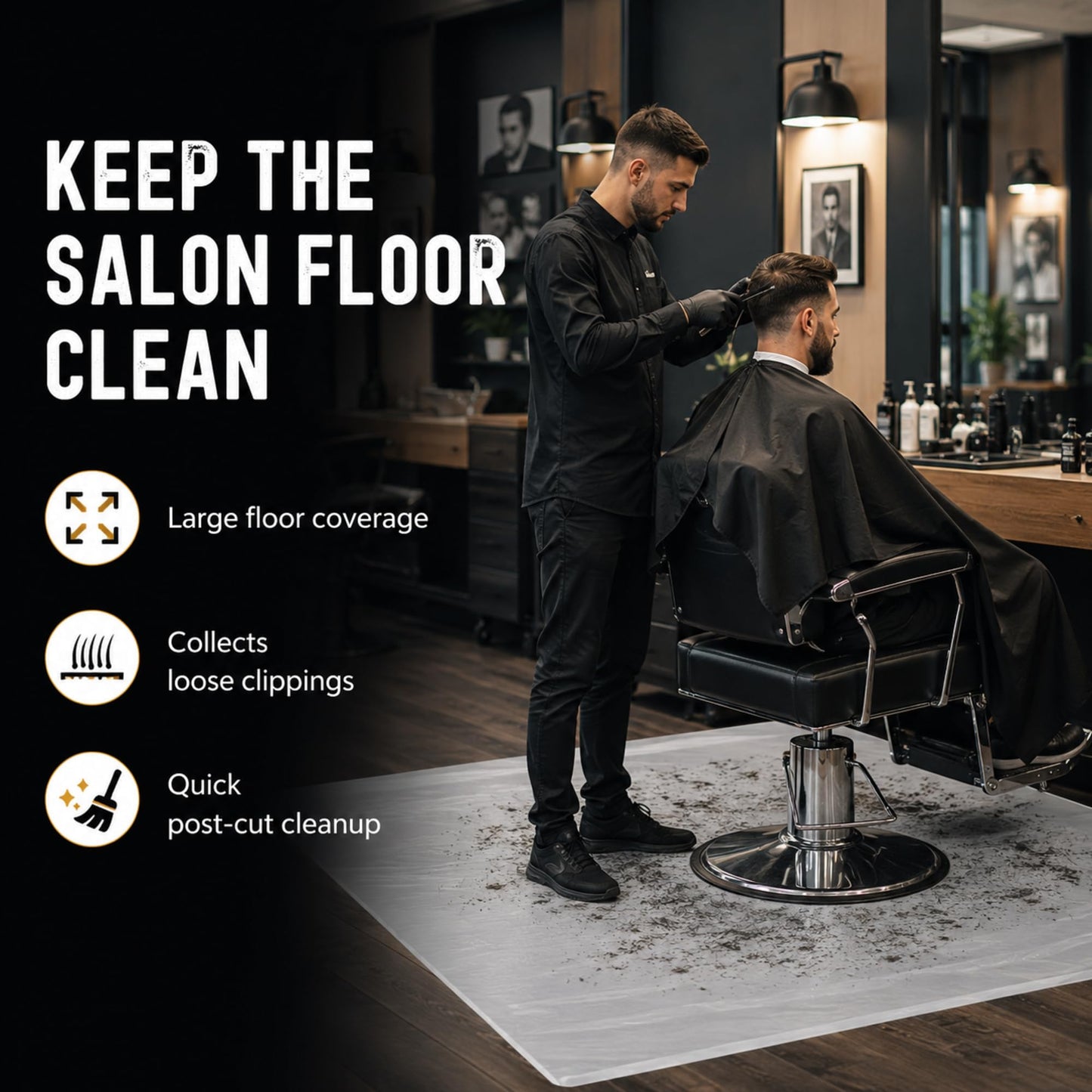 Breling 50 Pcs 48 x 37.4 Inch Extra Large Disposable Haircutting Mat,Disposable Hair Collection Mat For Barbershops,Salons And Pet Grooming
