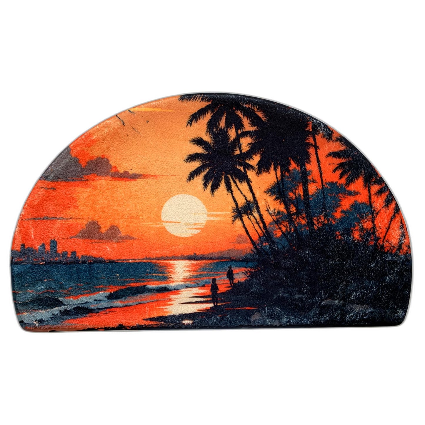 Soft Half Round Palm Bathmat Doormat Outdoor Rug Non-Slip Beach Bath Rugs Semi Circle Bathroom Door Mat Cool Welcome Mats Decor Leisure Ocean Style Mats Floor Mat (Sunset)