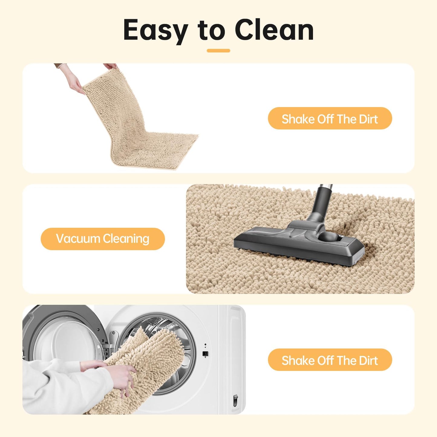 HOMEK Absorbent Dog Door Mat for Muddy Paws, 60" x 24" Chenille Indoor Mats for Entryway, Trap Dirt Front Door Mat Indoor Entrance Washable Non Slip Soft Beige