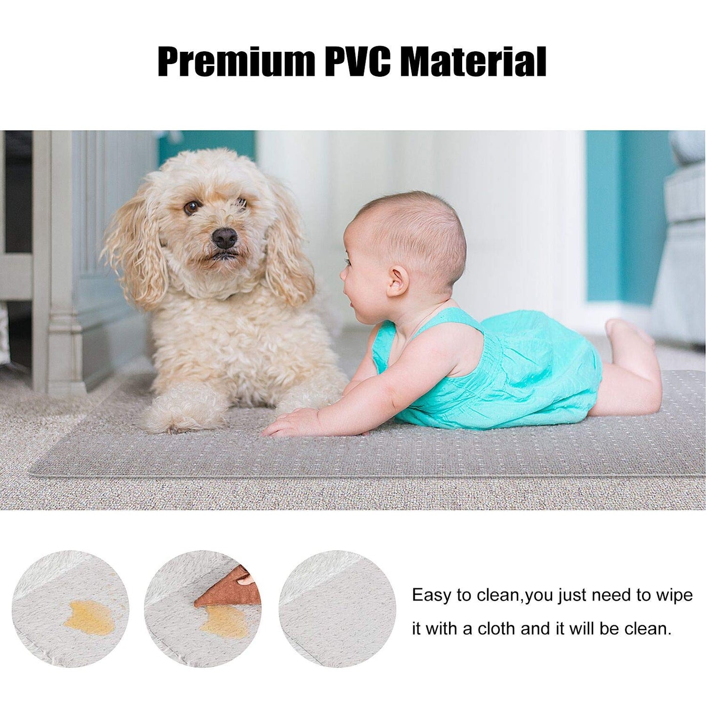 Kuyal Desk Chair Mat for Carpet, 36'' x 48'' Rectangle Transparent Mats for Chairs Good for Desks, Office and Home, Easy Glide, Protects Floors for Low and No Pile Carpeted Floors
