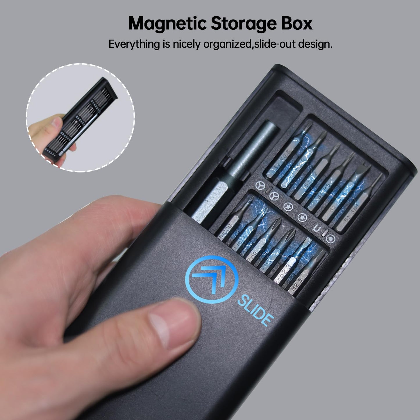 NISCHA 25-in-1 Small Precision Screwdriver Set, Professional Magnetic Mini Repair Tool Kit for Phone, Computer, Watch, Laptop, Macbook, Game Console, Eyeglass