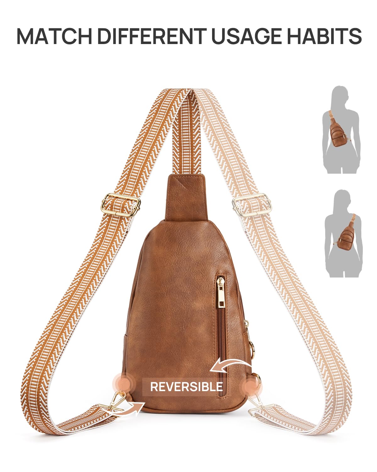 CHOLISS Anti Theft Small Sling Bag for Women and Men RFID Leather Crossbody Bags Fanny Pack Chest Bag Travel Purse Daypacks