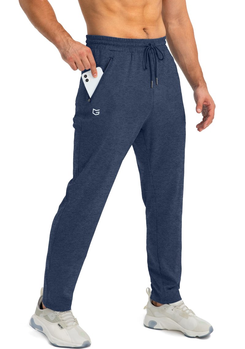G Gradual Men's Sweatpants with Zipper Pockets Tapered Joggers for Men Athletic Pants for Workout, Jogging, Running (Heathered Academy Blue, Small)
