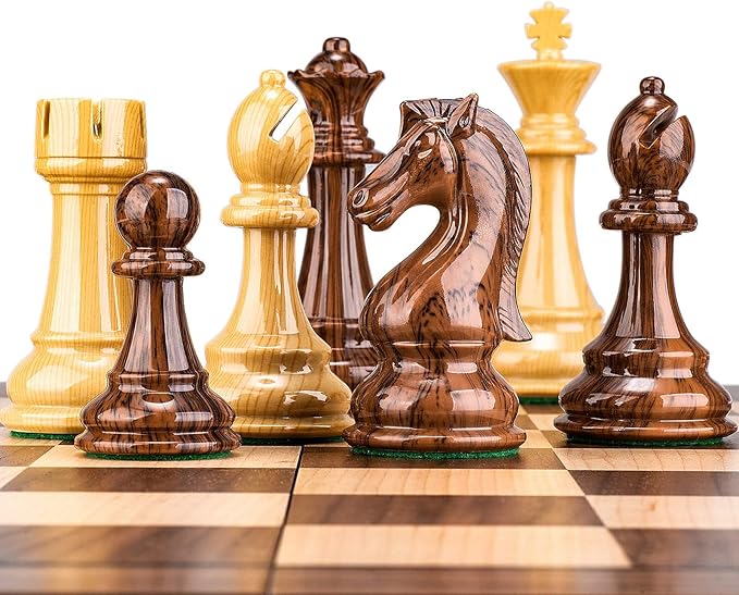 AMEROUS High Polymer Weighted Chess Pieces with 4.25'' King - 2 Extra Queens - Gift Package Standard Tournament Chessmen for Chess Board or Replacement of Missing Pieces (Chess Pieces Only)