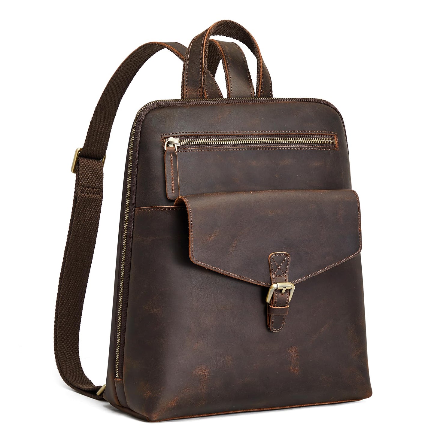 S-ZONE Small Leather Backpack Purse for Women Vintage Casual Daypacks Travel Rucksack Handbag