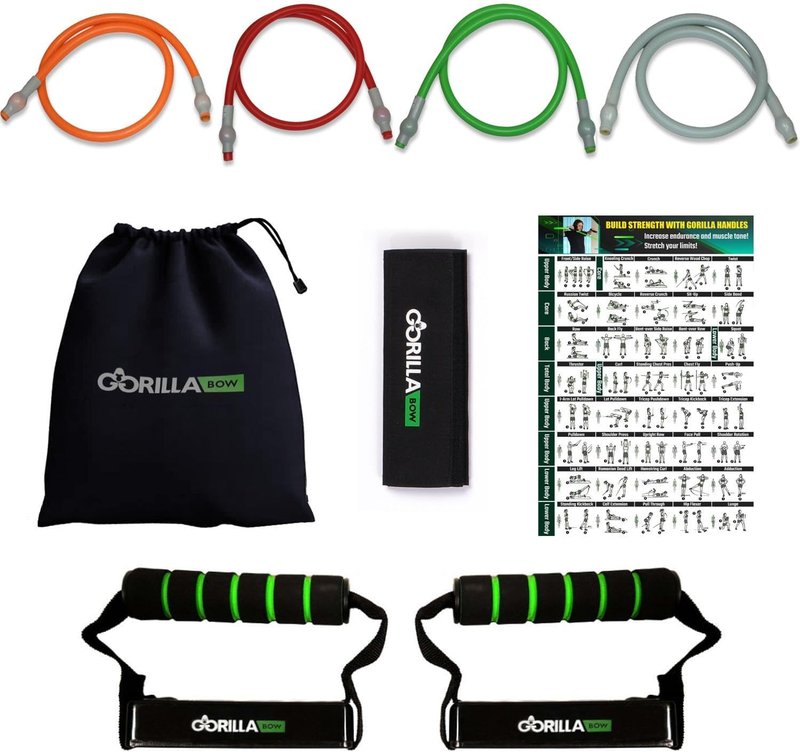 Gorilla Bow Resistance Bands - Heavy-Duty Quick-Lock Exercise Bands for Full-Body Strength Training | Non-Slip Grip, Home Workout Set