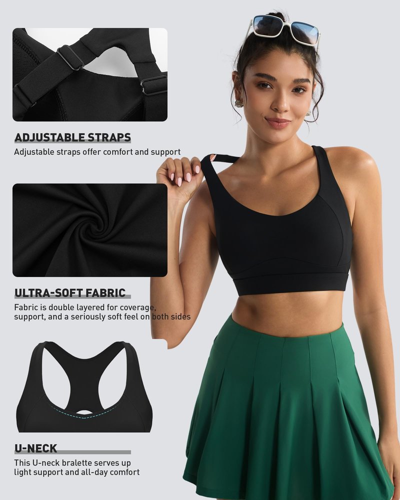 RUNNING GIRL High Impact Sports Bras for Women, Adjustable Straps Black Sports Bra High Support Molded Cup Racerback Workout Bra(WX3143 Black XL)