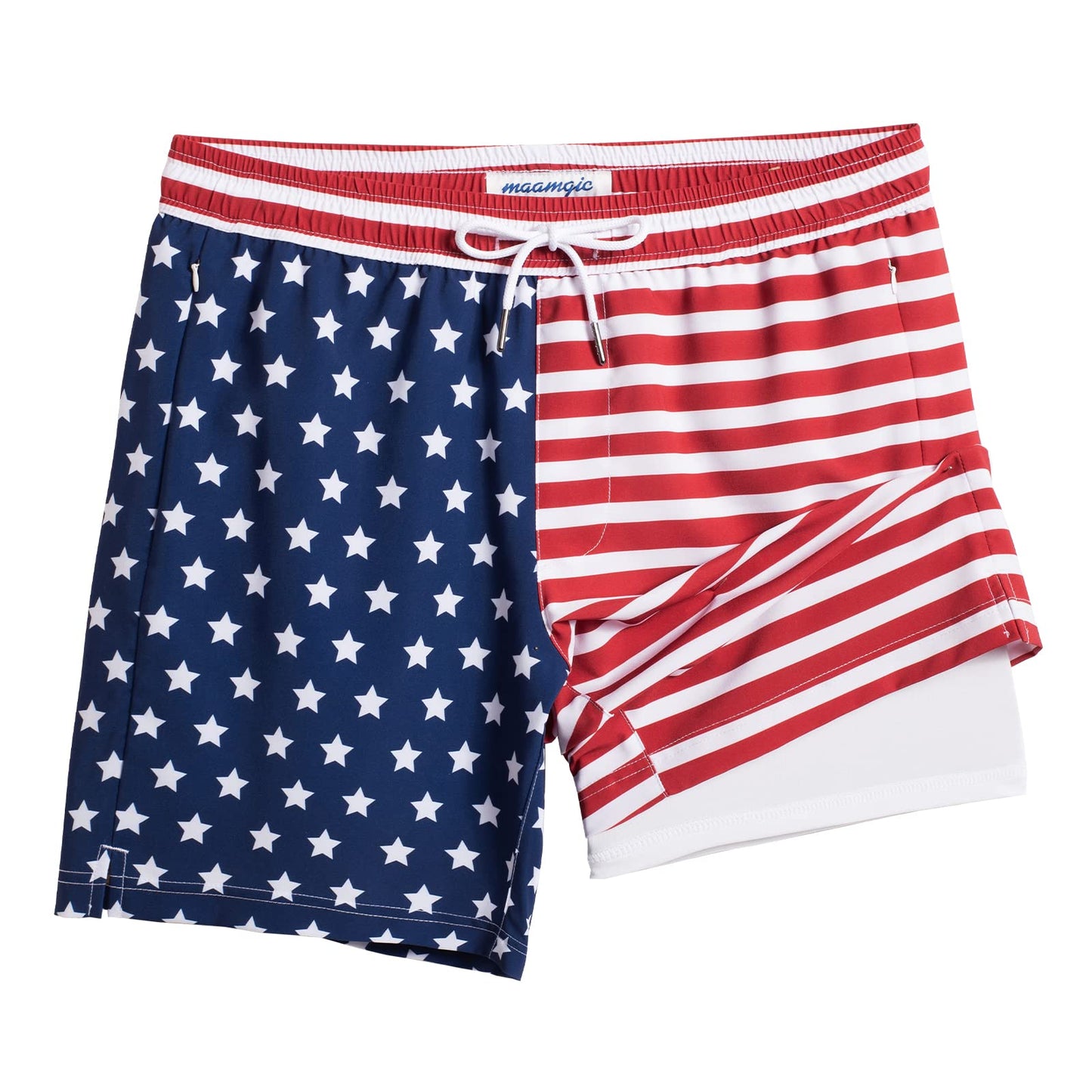 maamgic 2 in 1 Mens Swim Trunks 7 Inch Swim Shorts Swim Suits Board Shorts