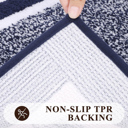 Pauwer 3 Piece Bath Mat Set, Non-Slip Plush Rugs, Absorbent Shaggy Set With U-Shaped Contour Toilet Mat for Bathroom, Bedroom, Living Room, Navy
