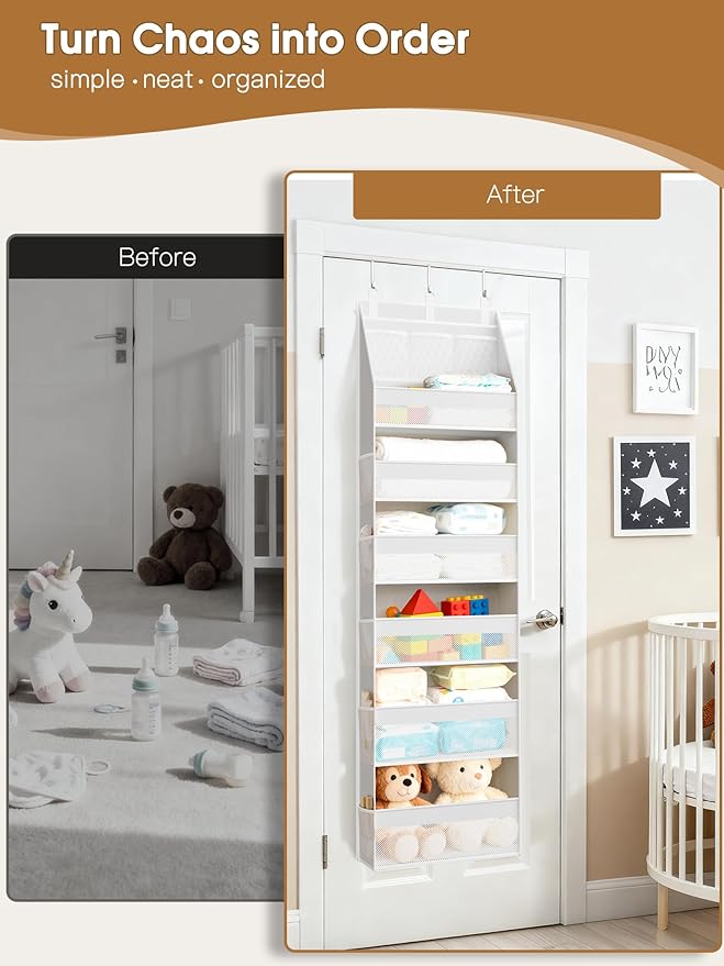 Criusia Over the Door Organizer, Heavy-Duty 6-Shelf Hanging Storage