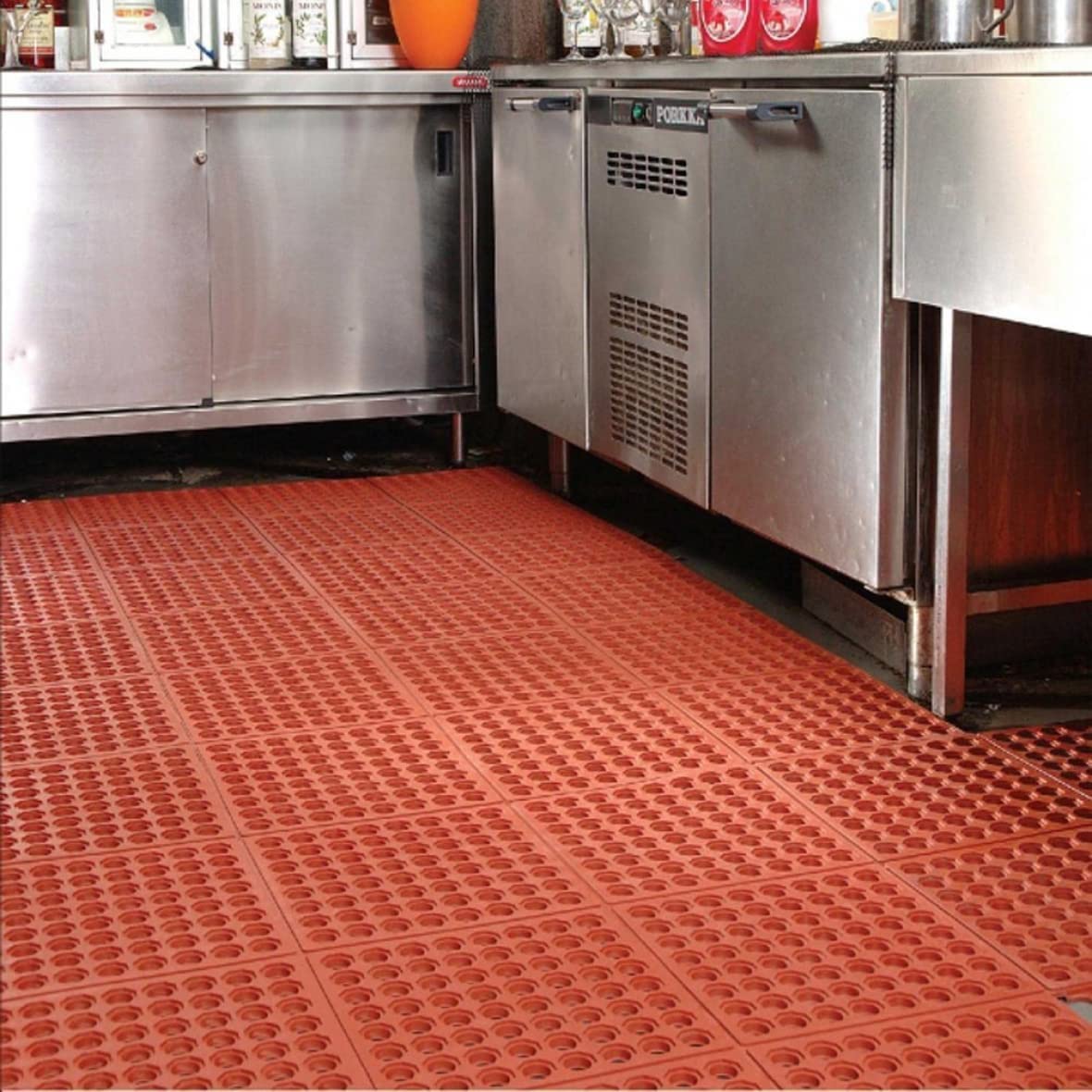 New Star Foodservice Commercial Grade Grease Resistant Anti-Fatigue Rubber Floor Mat, 36" x 60", Black