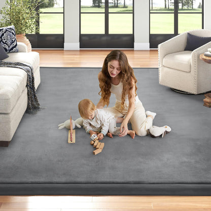 ILPEOD Baby Play Mat for Floor Nursery Rug Muscle Mat Area Rug Playroom Rug 79"x110" Playpen Mat Memory Foam 1.3" Thick Crawling Mat for Babies,Toddlers, Infants, Kids,Grey