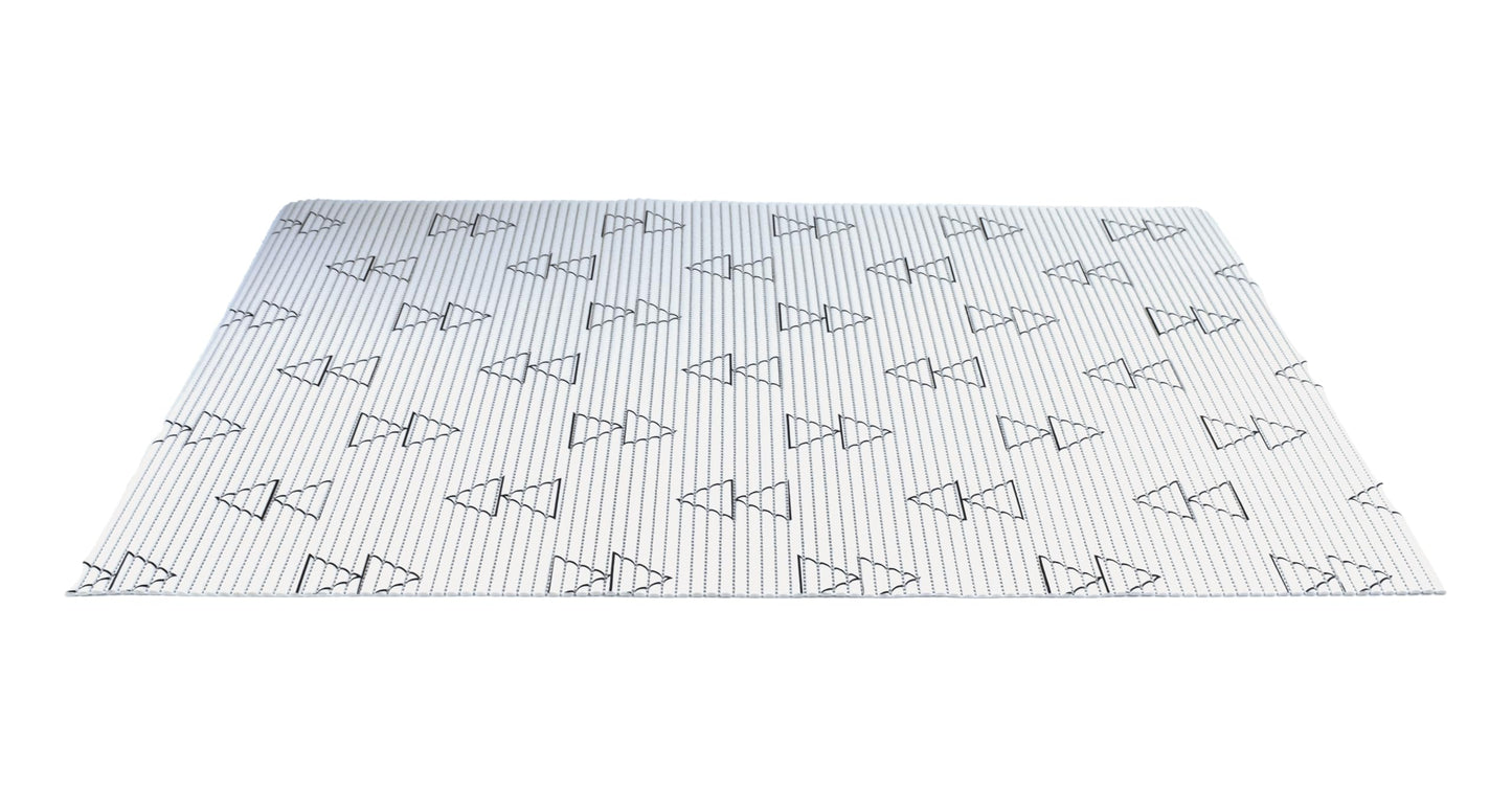 Fresh Kitty Durable XL Jumbo Foam Litter Mat – Phthalate and BPA Free, Water Resistant, Traps Litter from Box, Scatter Control, Easy Clean Mats – White Triangles 40" x 25"