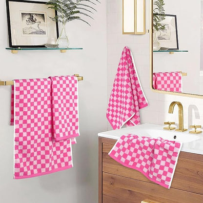 Jacquotha Pink Hand Towels 4 Pack, Cotton Decorative Bathroom Hand Towel &