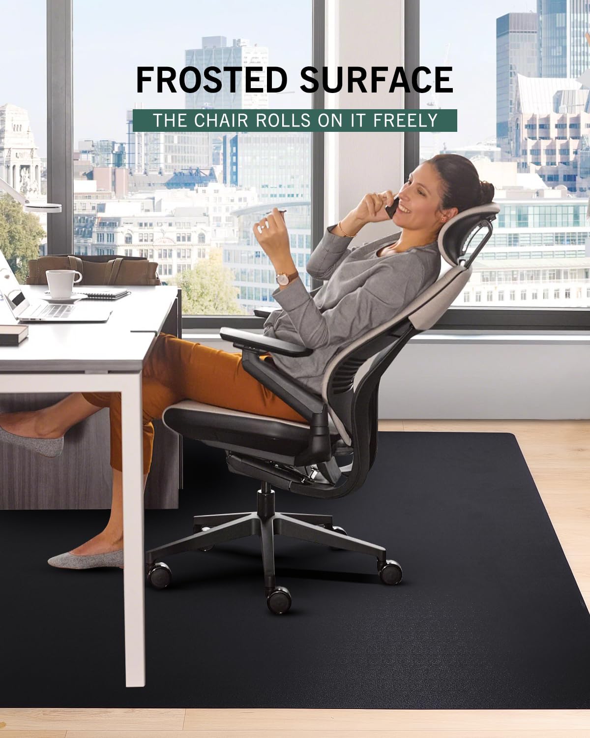 Office Chair Mat for Hard Floors, 48"x60" Anti-Slip Waterproof Floor Protector Desk Chair Mat for Rolling Chairs, Heavy Duty Non-Toxic Computer Area Mat, Easy Glide Floor Mat for Work, Gaming