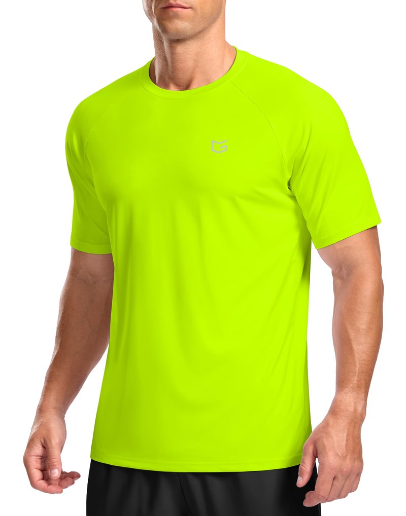 G Gradual Men's Athletic Workout T-Shirts Moisture Wicking Cooling Running Shirts Short Sleeve Performance Tee for Gym Tennis(Fluorescent Green,XXL)