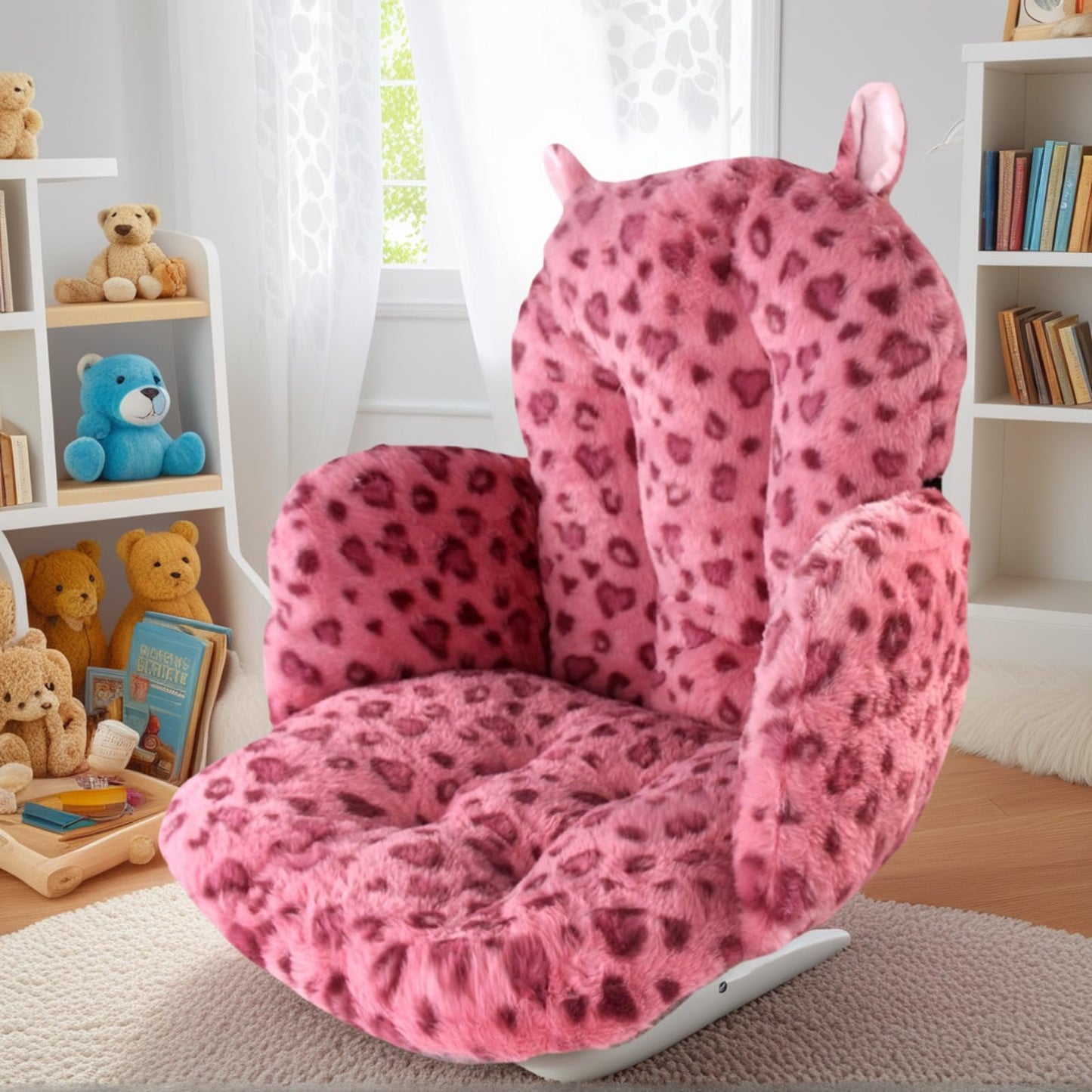 DOBUONO Comfy Office Chair Cushion: 17.5" L x 17.5" W x 18" H Cute Seat Cushion Kawaii Cushion for Gaming Chair with Backrest Non-Slip Floor Seating for Adults and Pets Pink Stuff for Room Decor