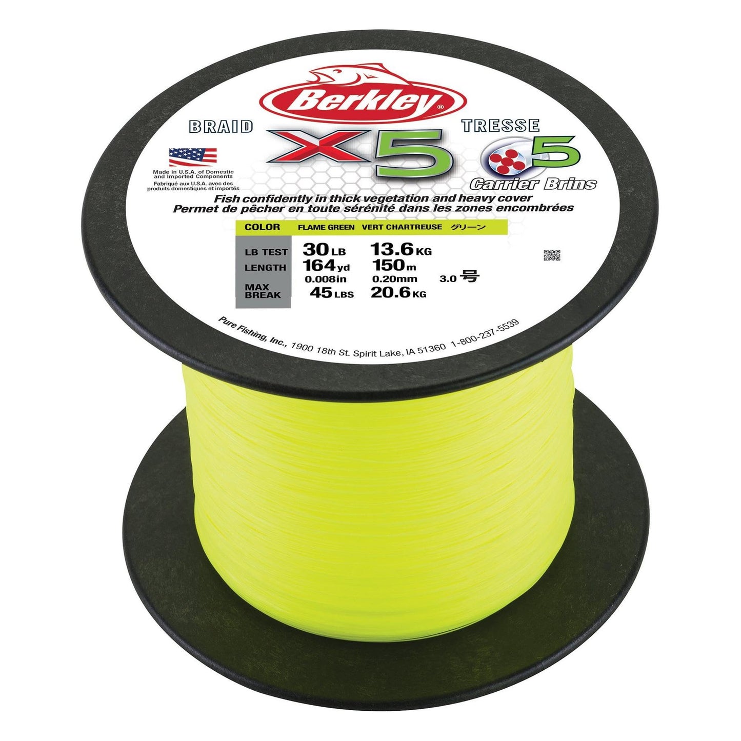 Berkley x5 Braid Superline, Crystal, 8-Pound Break Strength, 328yd Fishing Line, Suitable for Freshwater and Saltwater Environments