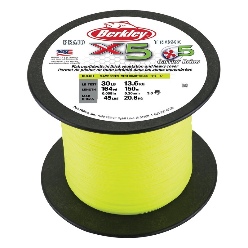 Berkley x5 Braid Superline, Crystal, 15-Pound Break Strength, 164yd Fishing Line, Suitable for Freshwater and Saltwater Environments