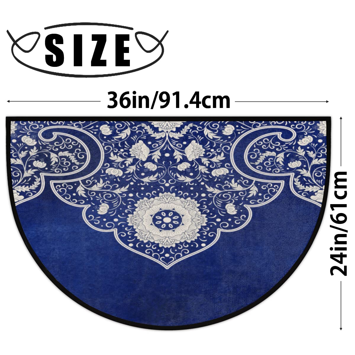 Blue Half Round Doormat Semi Circle Rug Half Moon Rug Entryway Mat