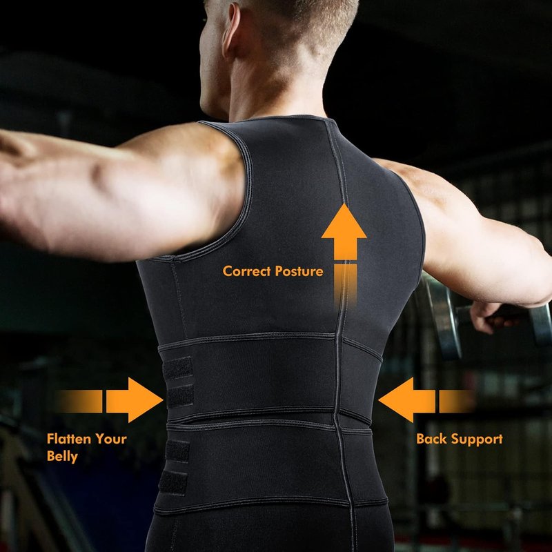 Sauna Vest Waist Trainer for Men - Double Sweat Belt Body Shaper for Effective Gym Workouts