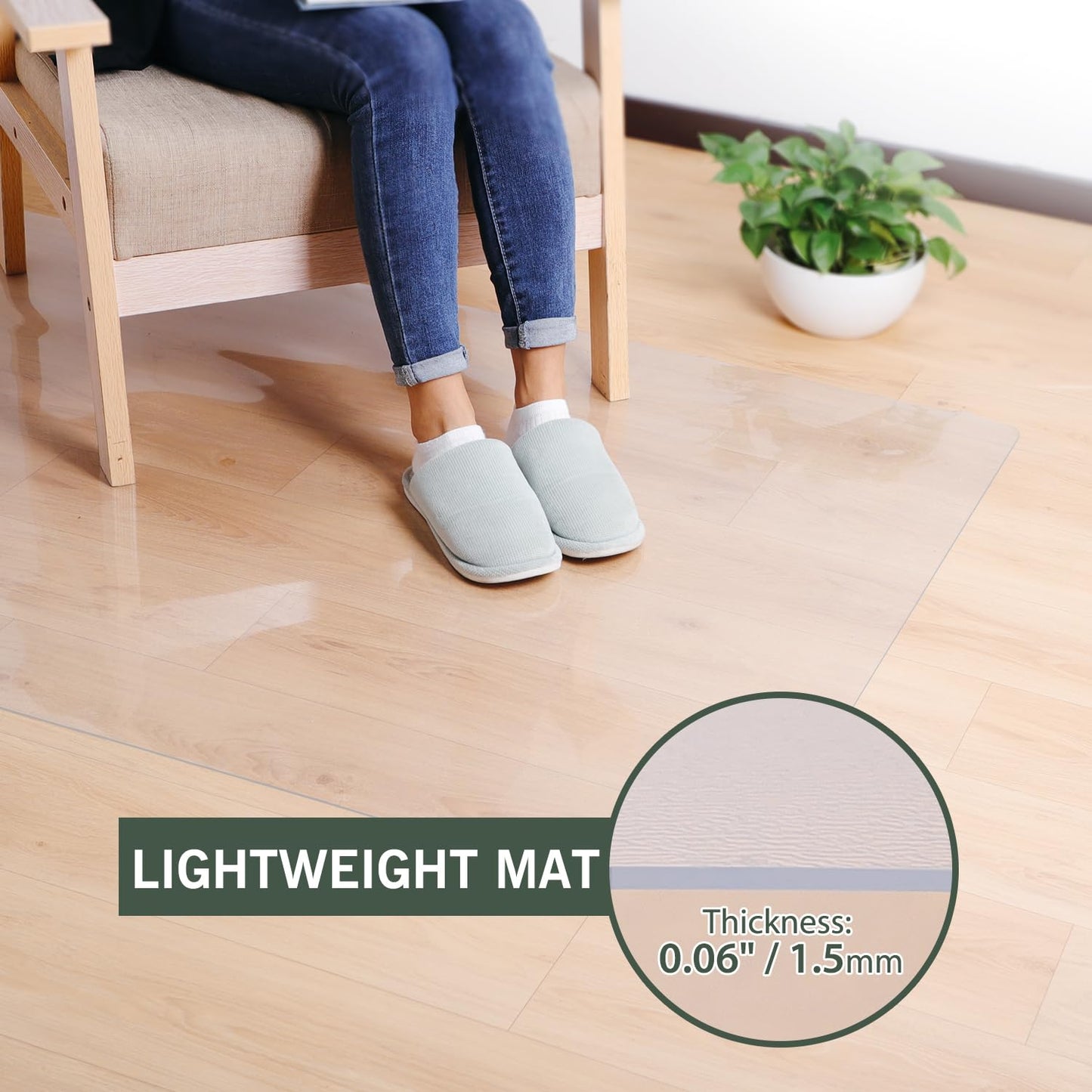 tixpol Plastic Floor Mat for Home, 5' x 7' Waterproof Area Rug for Living Room, Non-Slip Area Rug for Dining Room, Vinyl Floor Protector Mat for Kitchen Entryway - Kids & Pet Friendly (Clear)