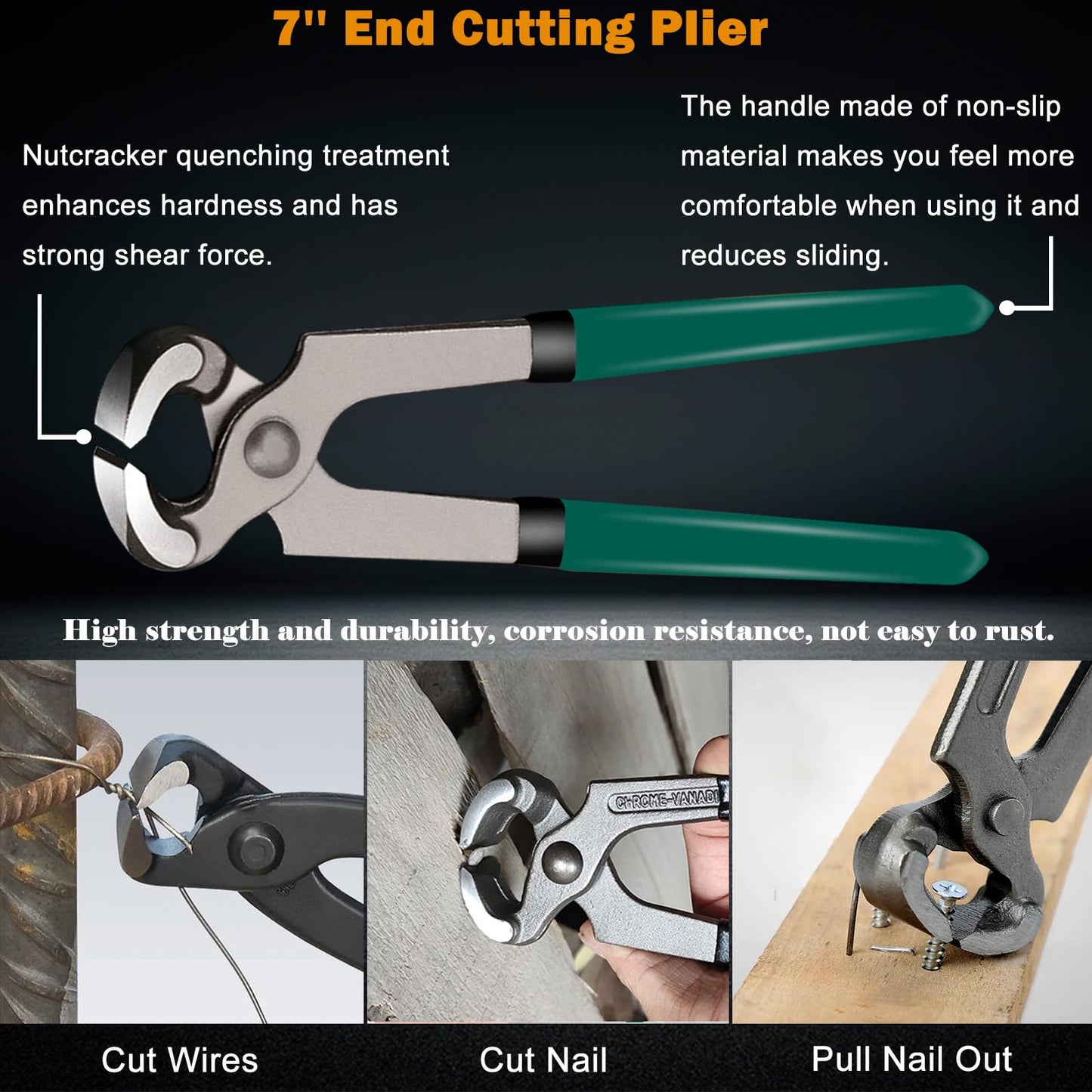 Sunxeke 4Pcs Upholstery Staple Remover Tool Set Including 7inch End Cutting Plier,V Tip Tack Puller,U Tip Tack Puller,Staple Remover,Nail Puller Carpet Remover for Furniture Floor Photo Frame